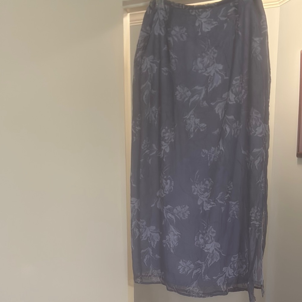 Norton McNaughton Blue Floral Maxi Skirt
